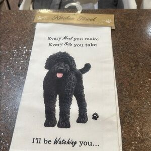 5/$25.00 NWT Decorative Kitchen Towel black poodle  I'll Be Watching You